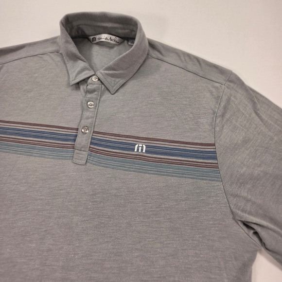 TravisMathew Other - Travis Mathew Mens XL Gray Heathered Striped Short Sleeve Golf Polo Shirt